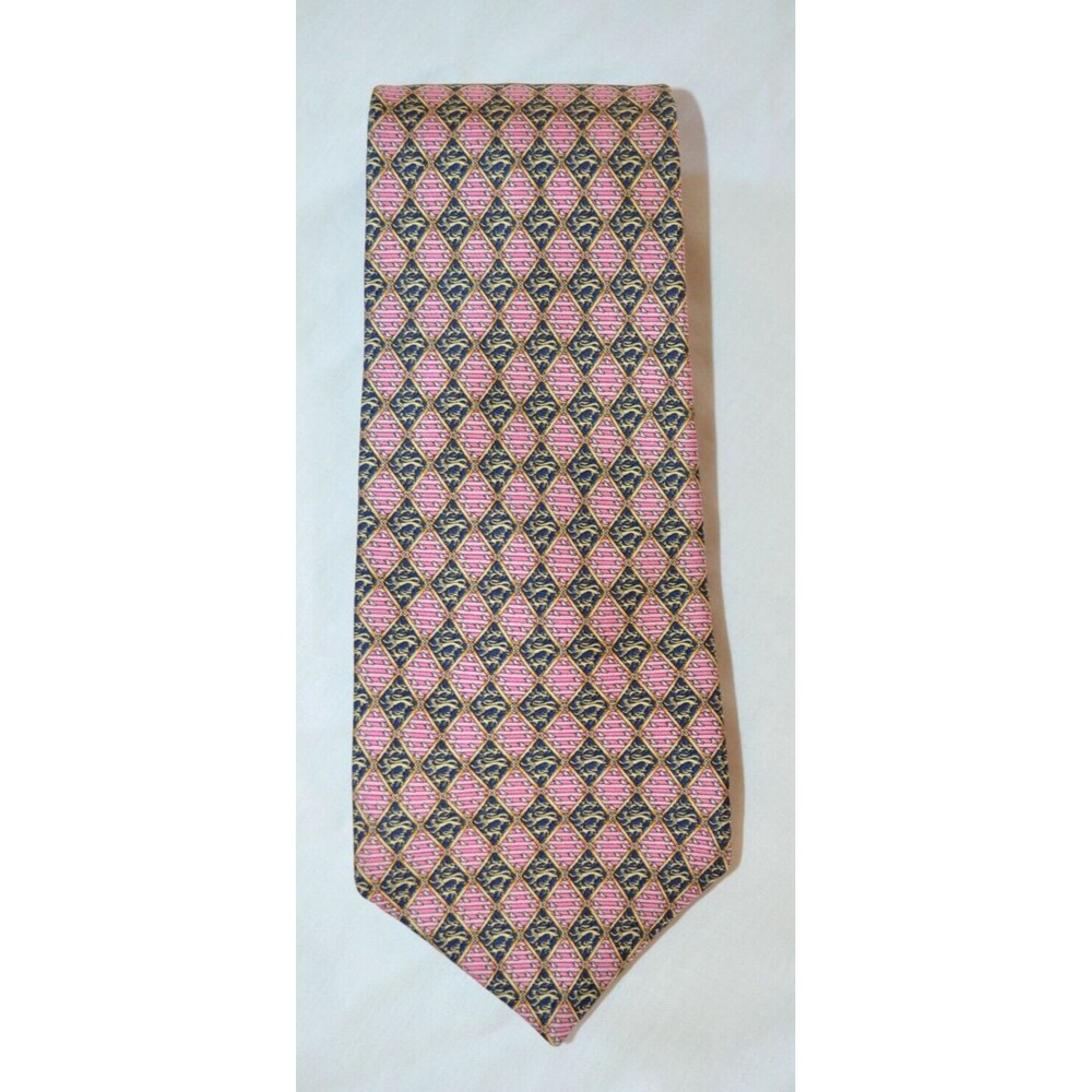 THOMAS PINK Men's Silk Necktie Tie Pink Gold Millenium Collection Made England